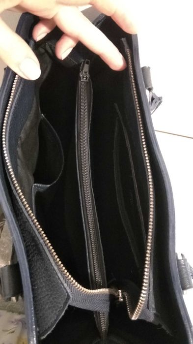 Poseta piele naturala, Anna Fellini, bleumarin, 100 lei