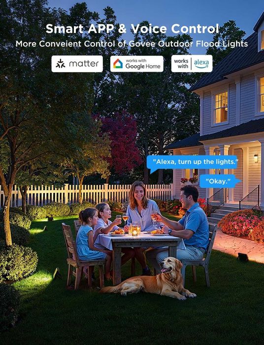 Смарт осветление за двор Govee Flood Lights 2 RGBIC Wi-Fi 4 броя