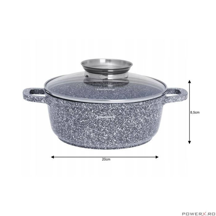 Set 3 oale marmorate 20cm, 24cm, 28cm, premium din aluminiu acoperite