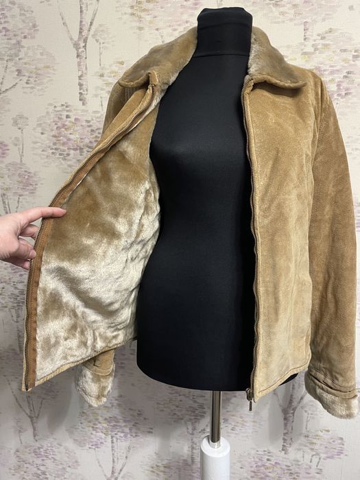 Geaca de piele intoarsa cu blana Naf Naf L/M