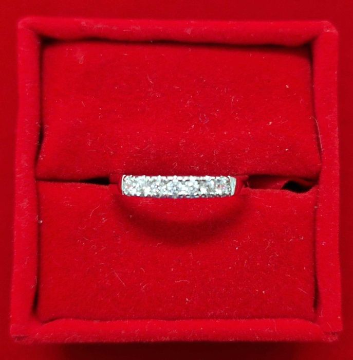 GR91, inel placat aur alb 18k, tenis, zirconii albe, nou,reducere 20%