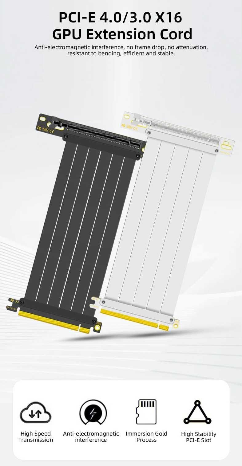 Кабел extender/удължител PCI-E 4.0 16x вертикален монтаж на видеокарта