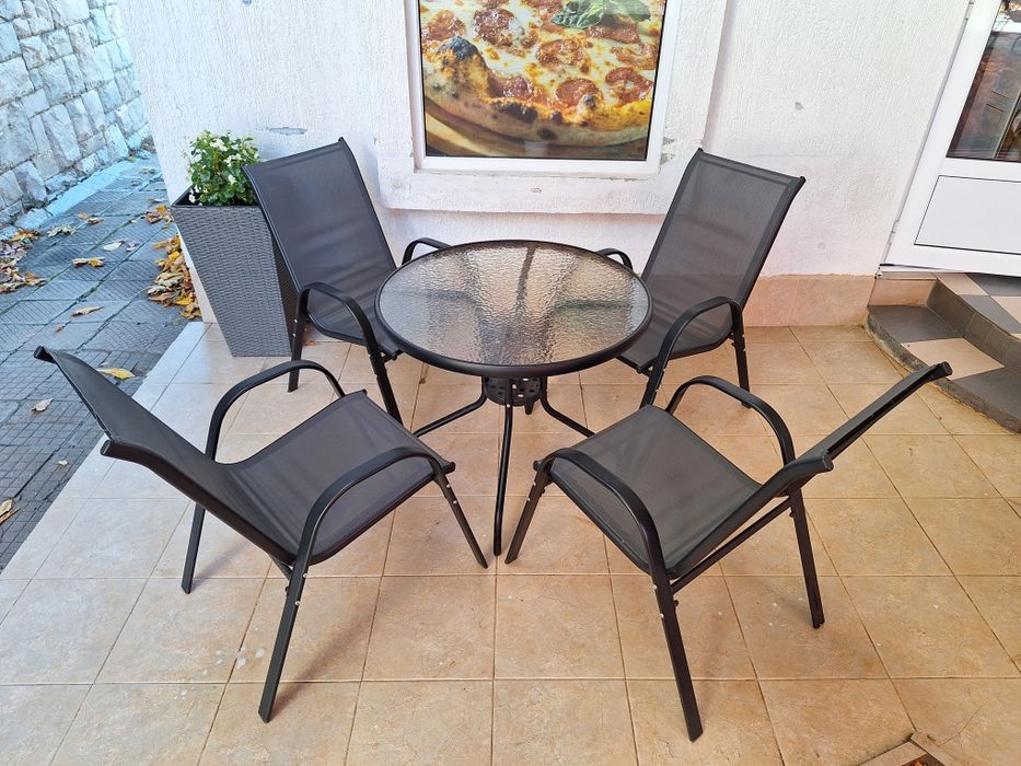 Градински комплект Style - стъклена маса и 4 стола