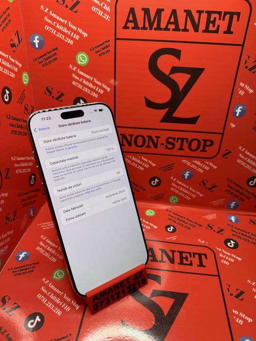 Iphone 16 Pro Max 100% Baterie Amanet SZ Non Stop