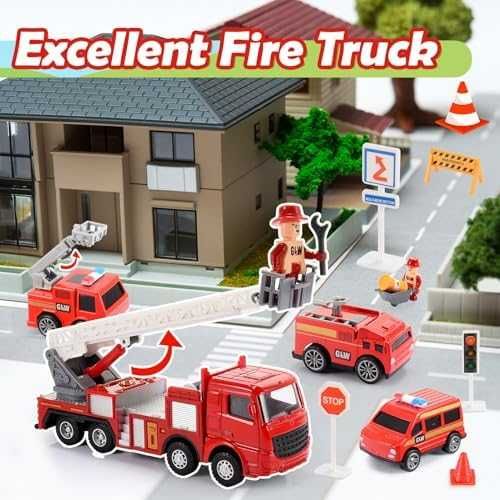 Нова Пожарна Играчка Комплект 7 Коли и Аксесоари за деца игра подарък