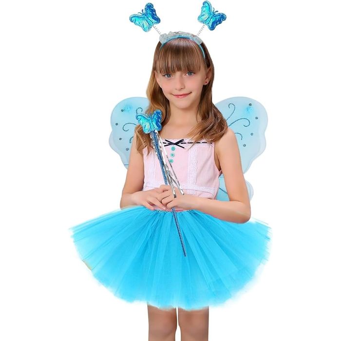 Led Комплект Пеперуда, 4 части, светеща пола с крила, пръчка и диадема