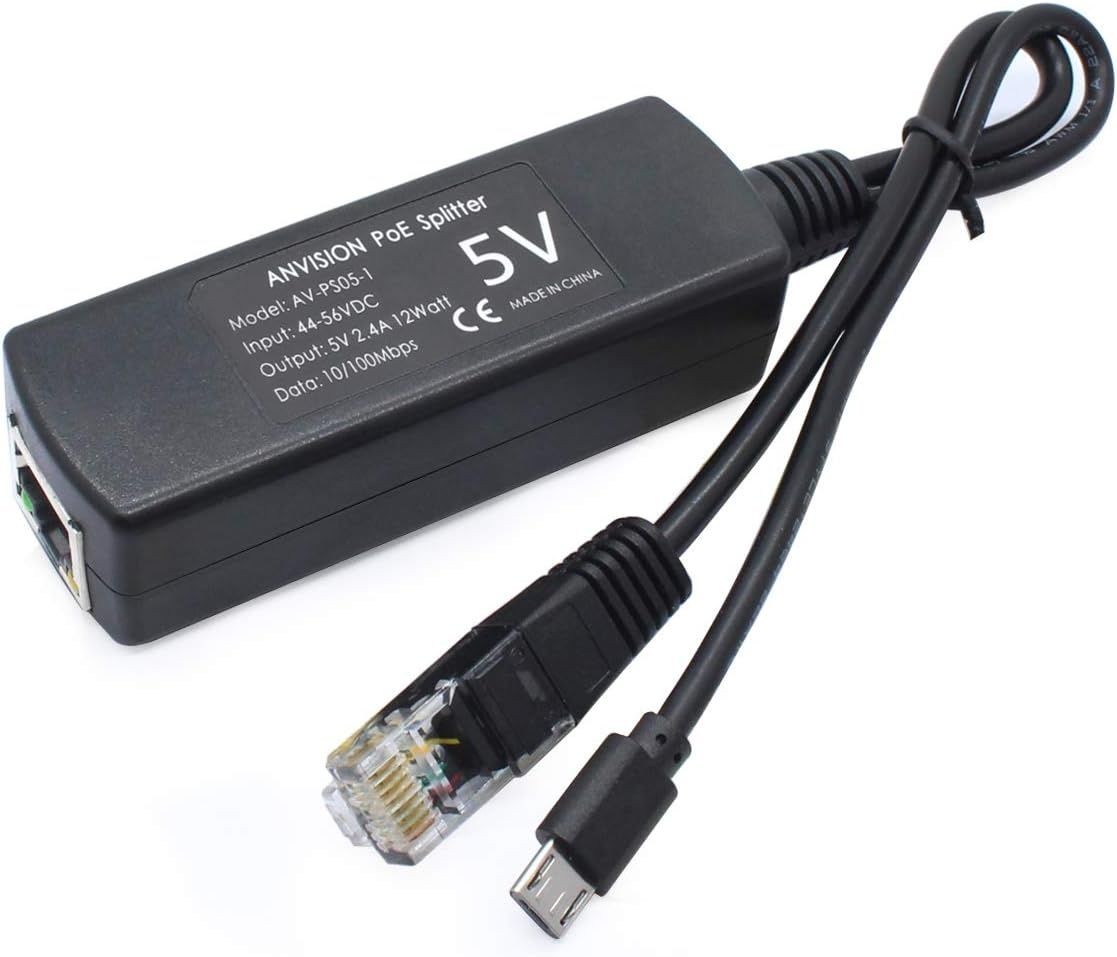 Сплитер PoE 48V към 5V 2,4A Micro USB + Data. За IP камери и др