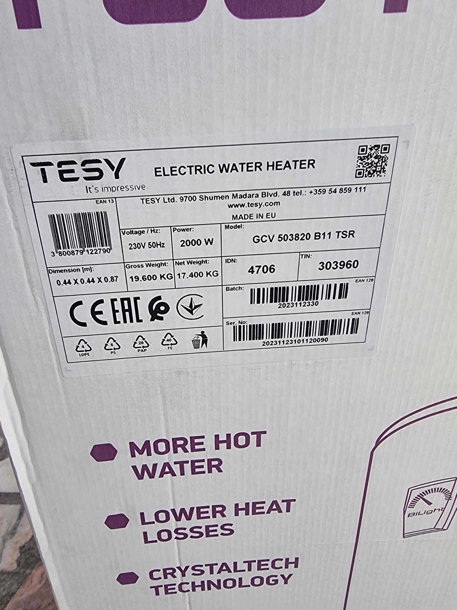 Boiler 50l marca Tesy nou