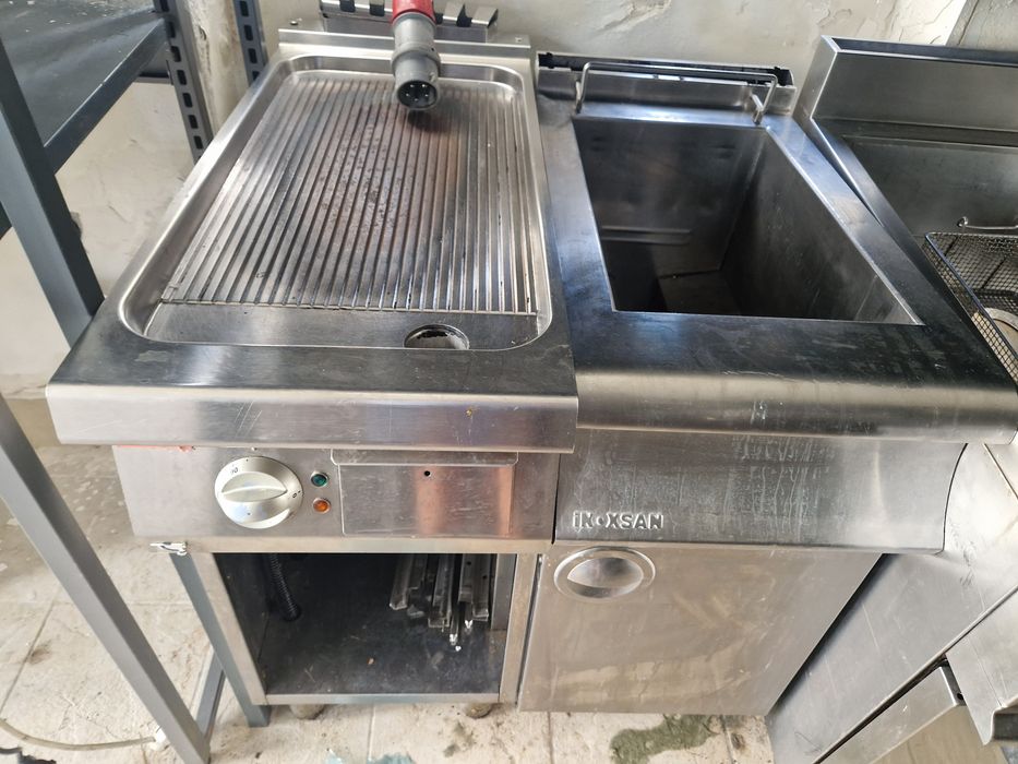 Gratar electric, Gratar roca vulcanica pe gaz, cu banc, din inox