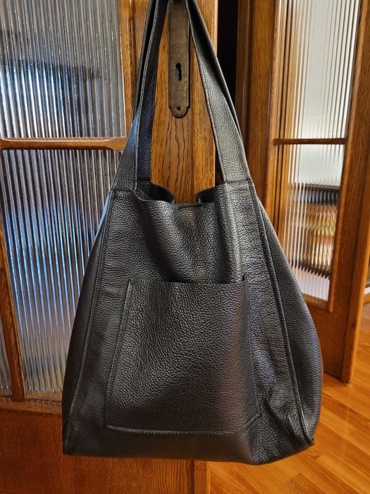 Geantă piele neagră (Tote bag), de umăr sau de mână, Zara, impecabilă