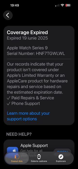 Apple Watch 9 silver, 45mm, GPS, EKG - full box - factura -IMPECABIL