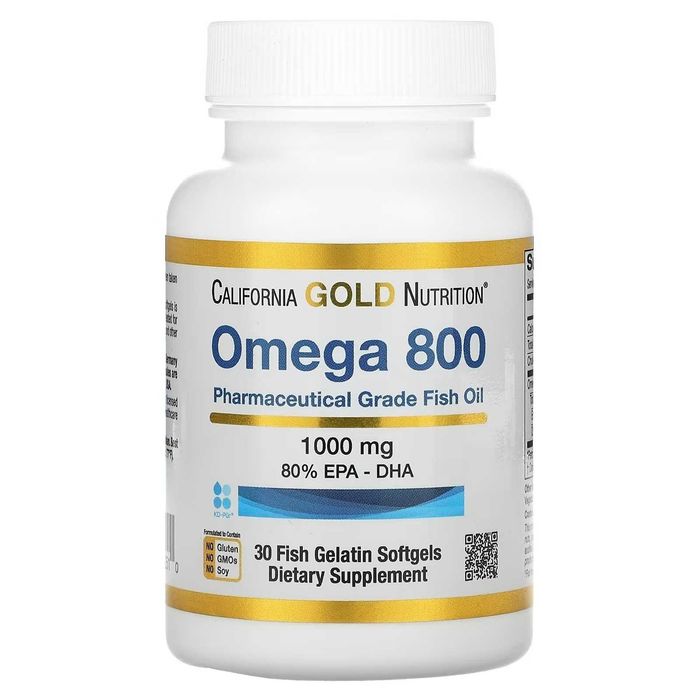 California Gold Nutrition Рибено масло Omega 800, 1000 mg, 30 дражета