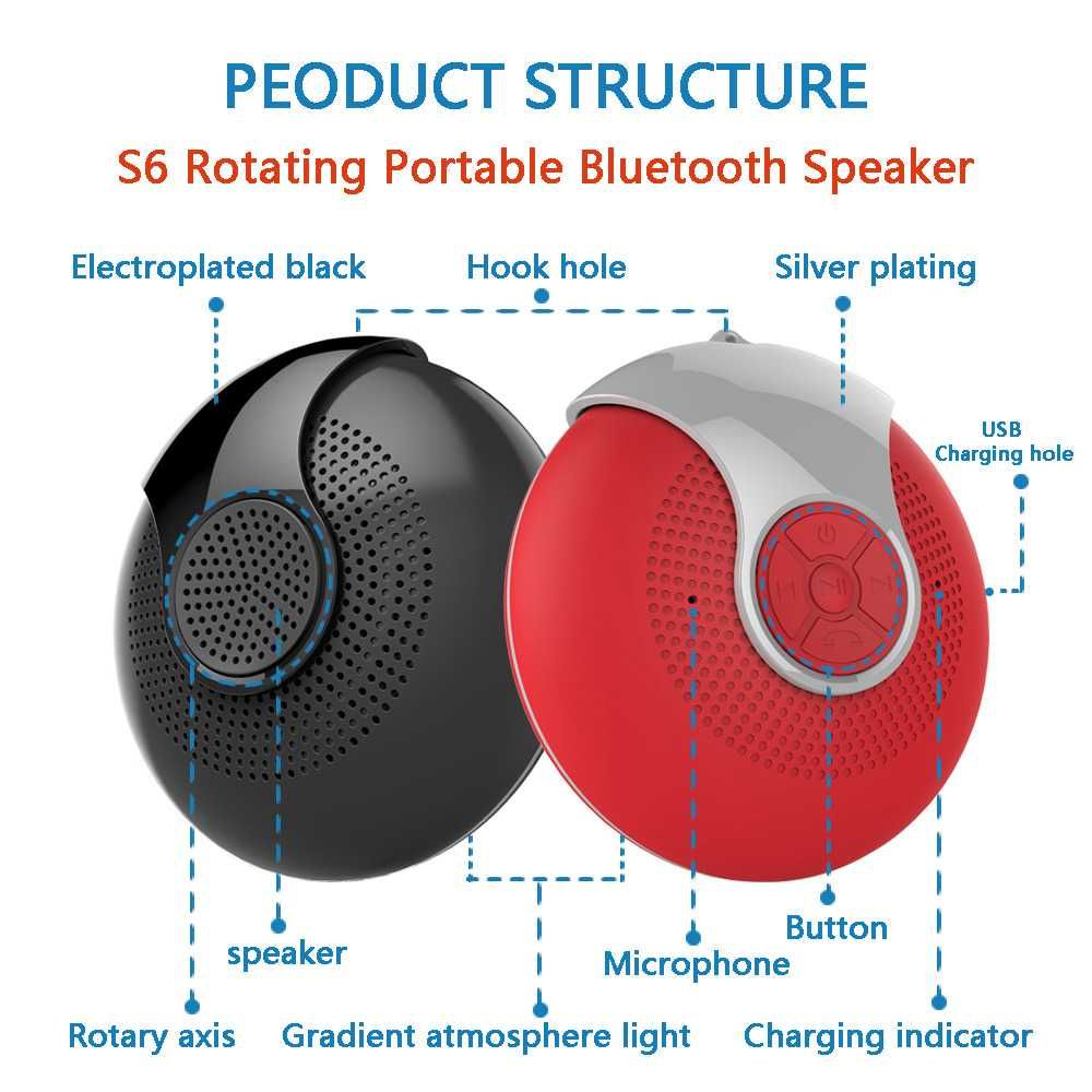Difuzor Bluetooth portabil rotativ S6 4.2 4Ω 3W