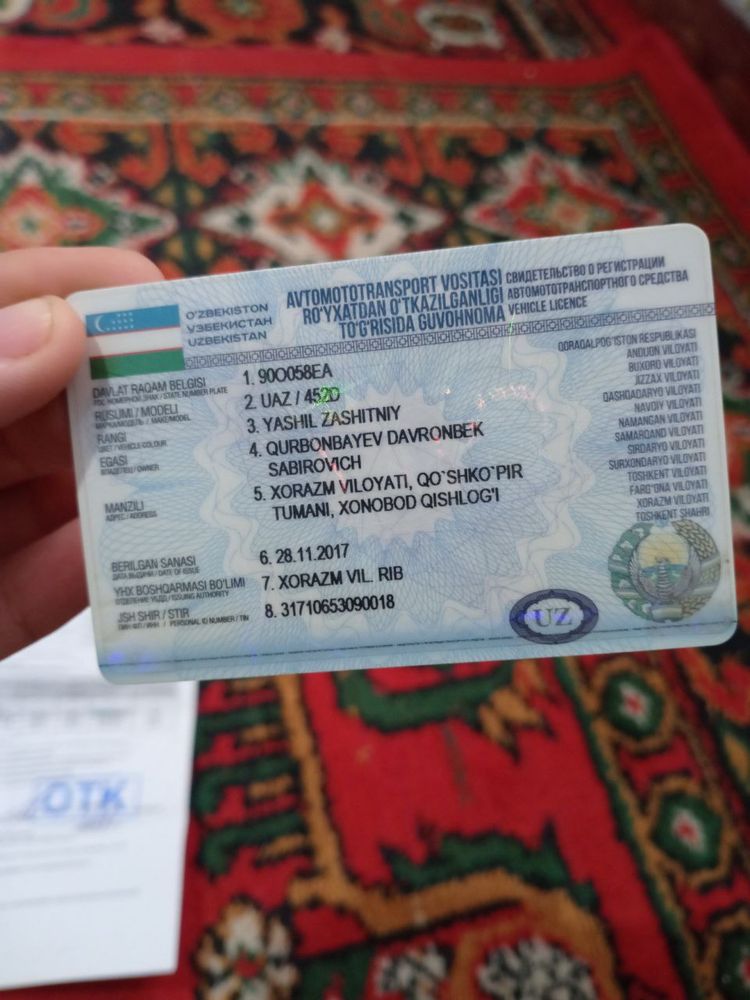 UAZ moshin sotiladi.