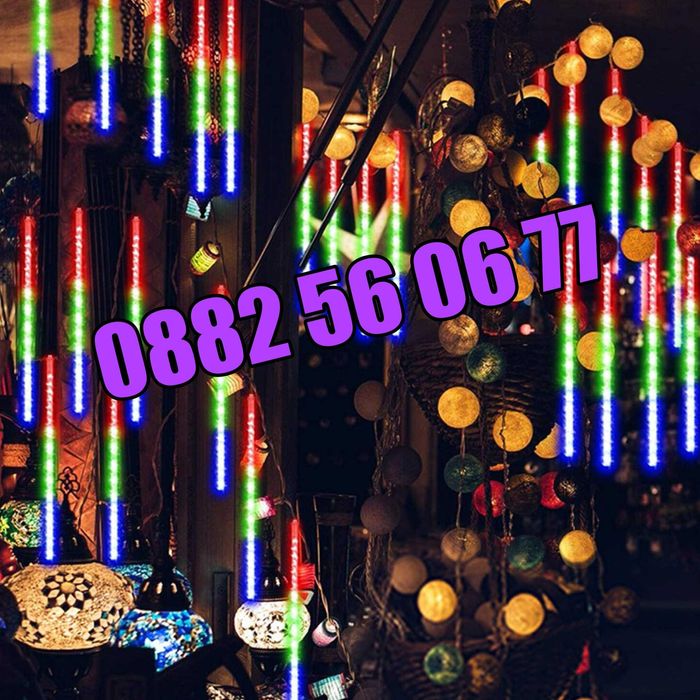 Коледни висулки падащ сняг 50 см , многоцветна, к-т от 8 тръби