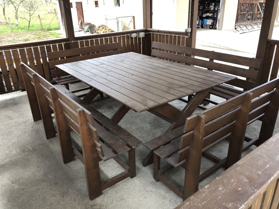 foisor lemn masiv stratificat cu mobilier