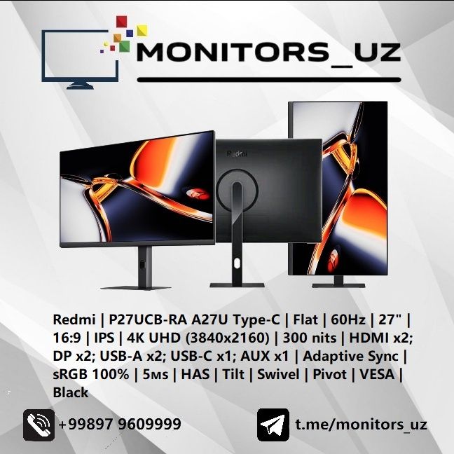 [NEW] монитор Redmi A27U IPS 4K USB-C
