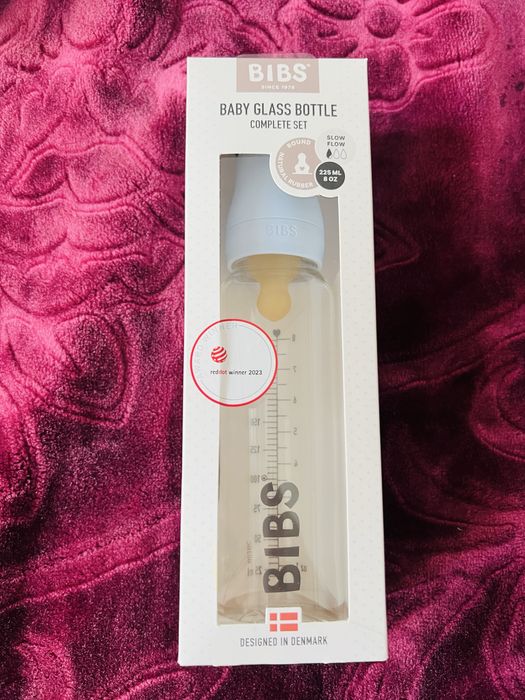 Biberon din sticlă BIBS, 225 ml, set complet