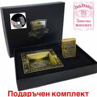 мъжки подаръчен комплект Jack Daniels  2в1 от метал с релефни букви