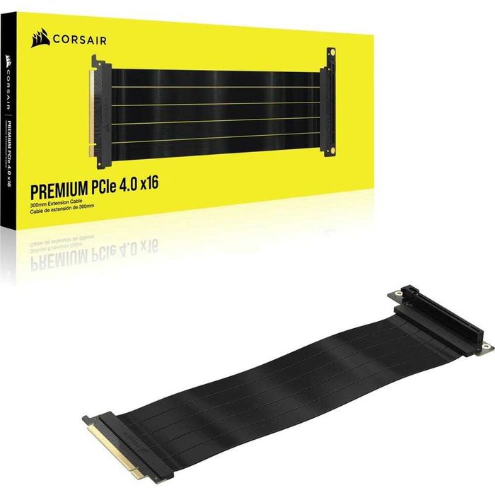 Corsair Premium PCIe 4.0 x16 кабел удължител 90°, черен, 30cm