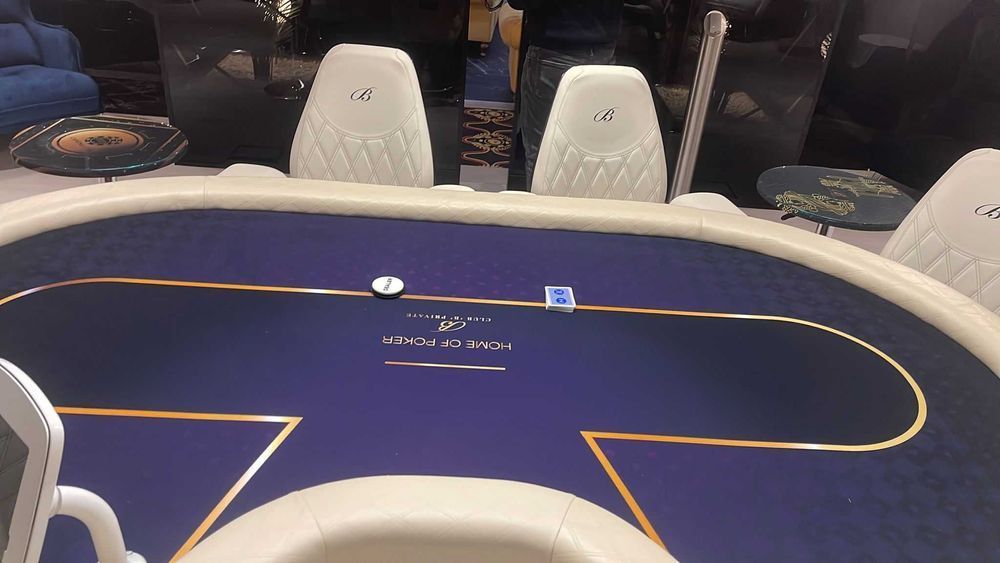 Masa / mese de poker de lux; crem/albastra - Custom Tables EU