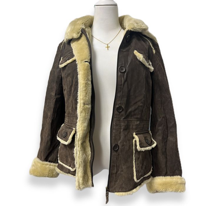 Jacheta din piele naturala imblanita Geaca de iarna Cojoc