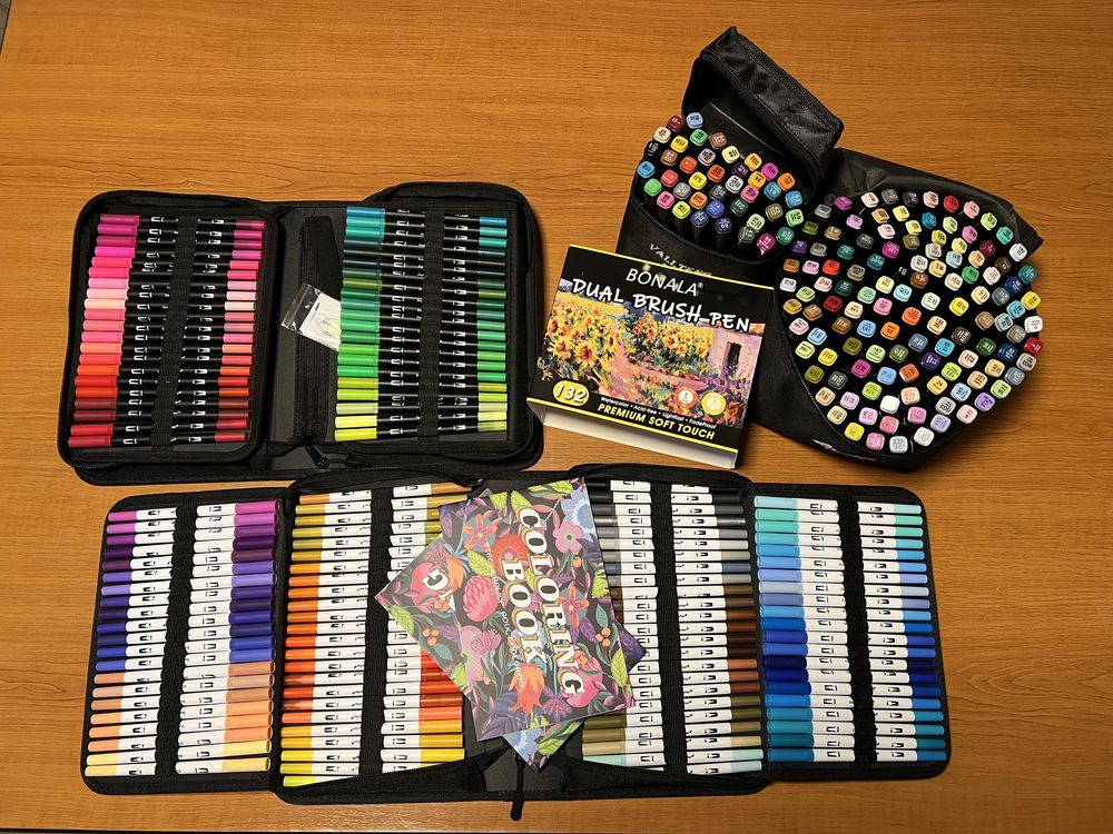 Set markere colorate 132 culori (copic faber pelikan promarker)