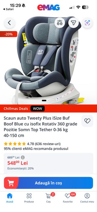 Scaun auto impecabil Buf Boof