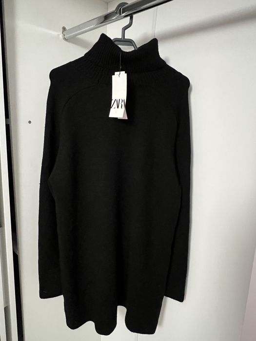 Pulover negru cu guler înalt, tricot moale – nou, cu etichetă