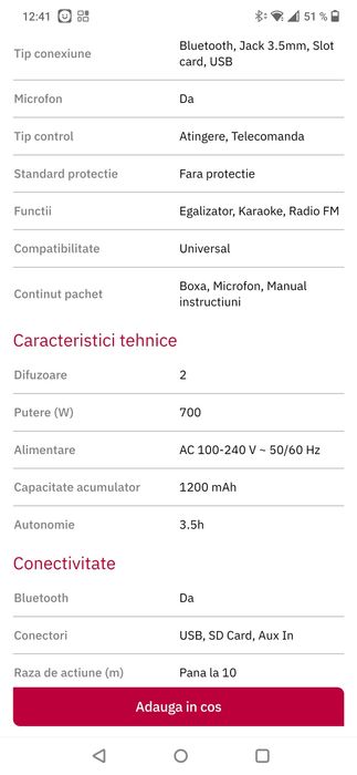 Boxa bluetooth Blaupunkt PA15 cu microfon