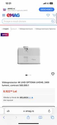 Videoproiector 4K UHD OPTOMA UHD40