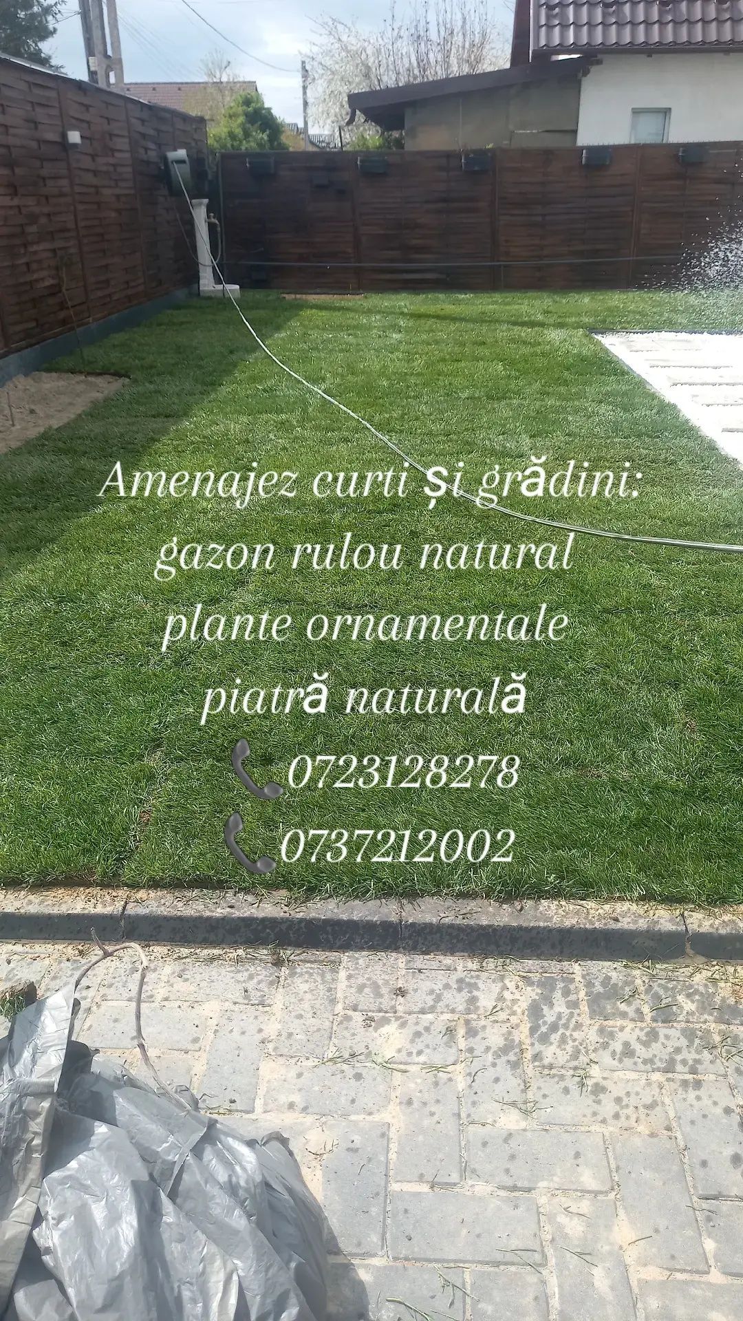 Piatra naturala și gazon rulou natural