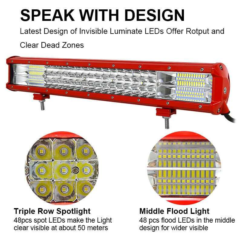 Led bar red case, spot si flood, dimensiuni 38-60 cm