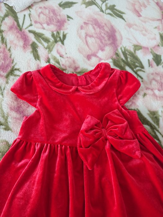Rochiță roșie de catifea H&M, 80-86 cm, 1-2 ani