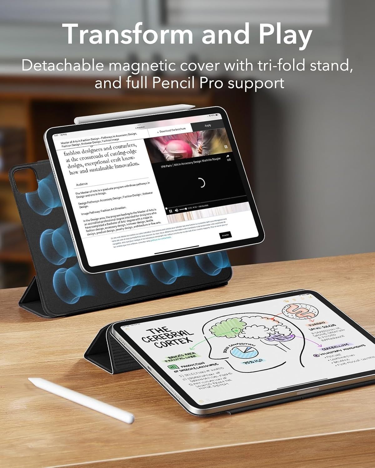 ESR iPad pro 11" M4 2024 магнитна приставка сгъваем на стойка