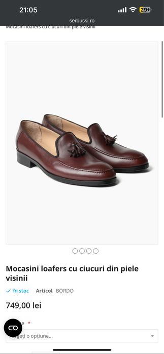 Vand Mocasini loafers cu ciucuri din piele visinii