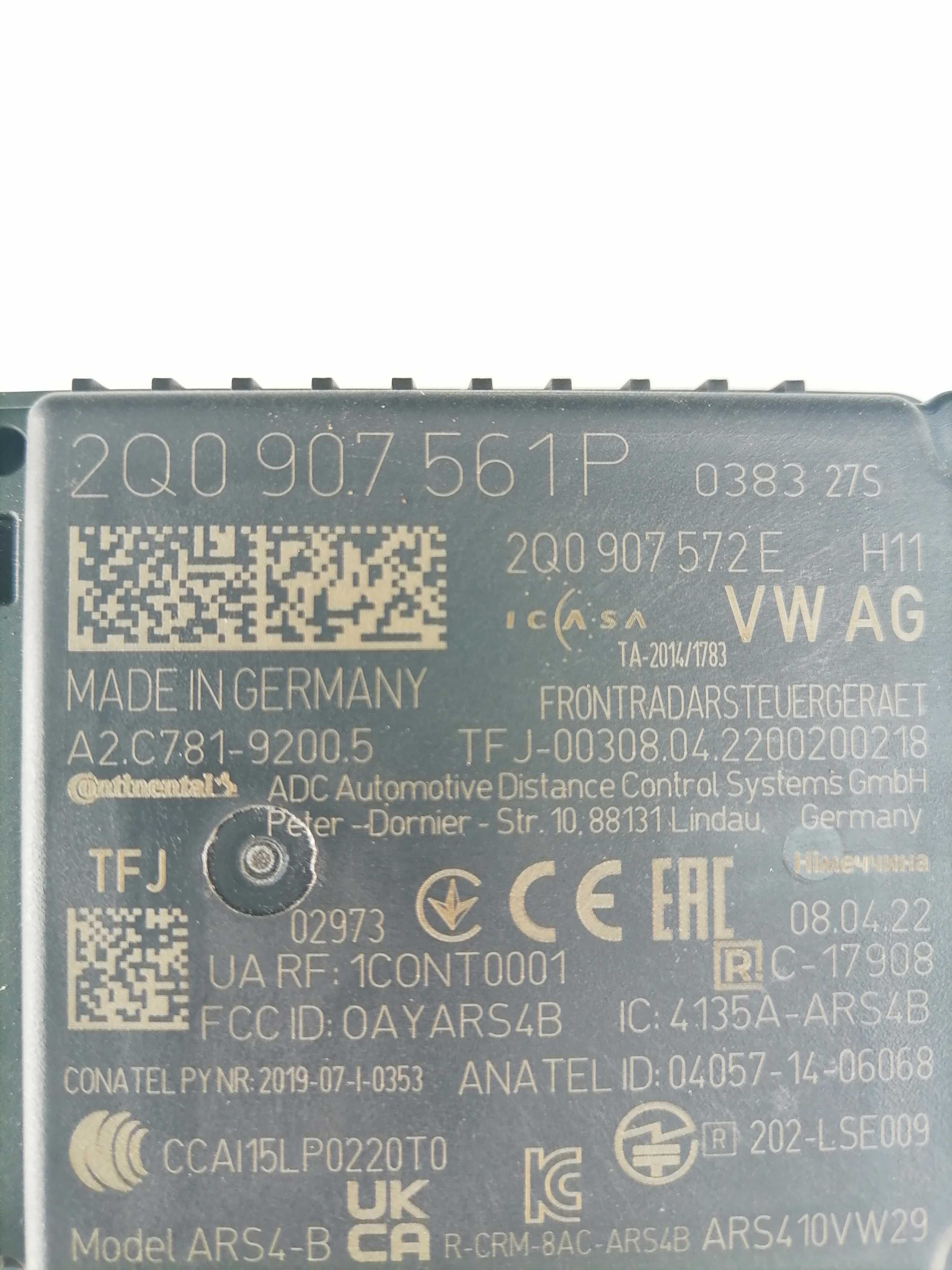 Senzor radar  Distronic modul Acc  Vw, Audi, Skoda 2Q0907561P