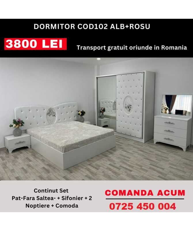 Dormitor Perla tapitat cod 102 ALB+AURIU