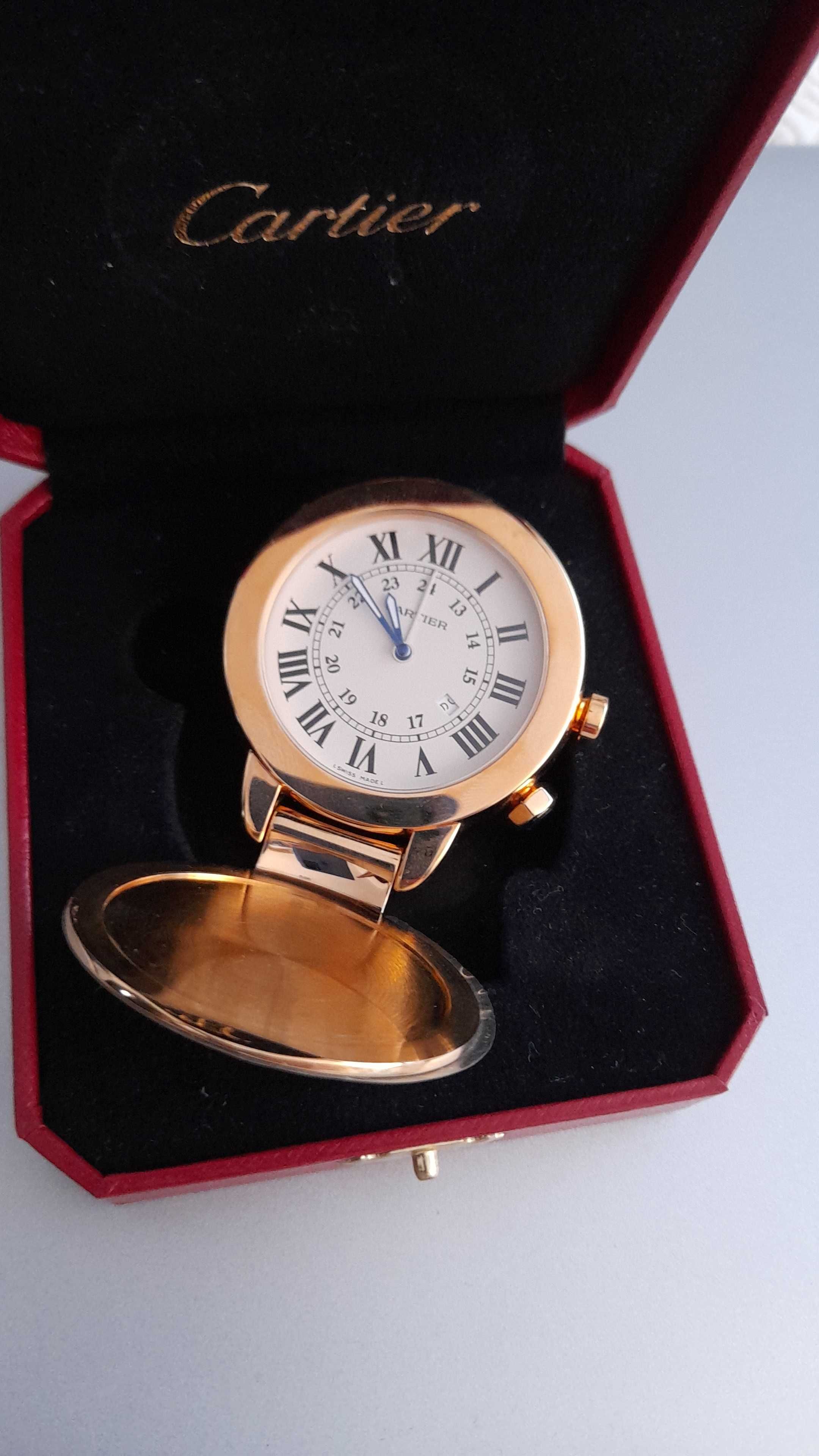 Cartier Gold-Plated Ronde Solo Quartz Travel Alarm Clock W0100067