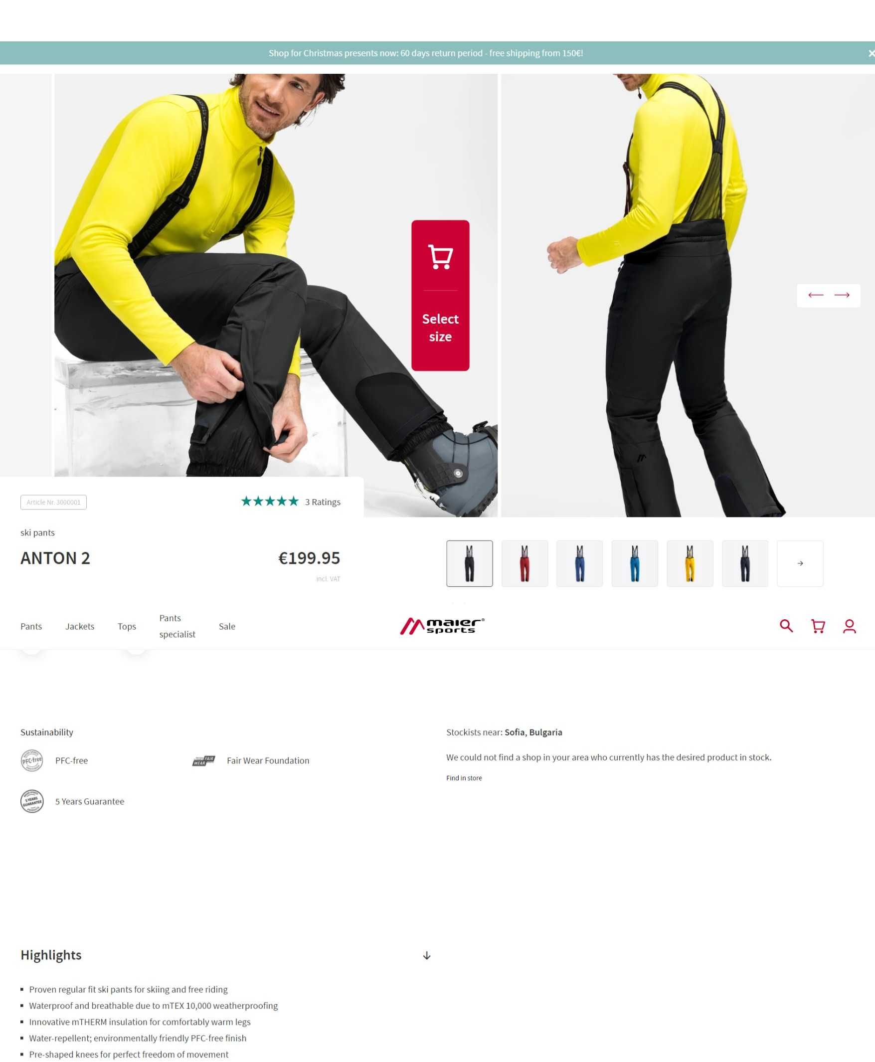 Maier Sports ANTON 2, L, нов, оригинален мъжки ски/сноуборд панталон