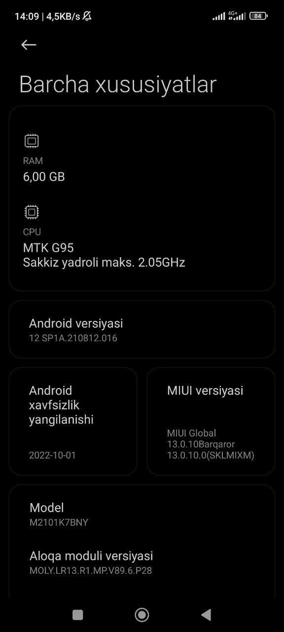 Redmi note 10s 6ga 64