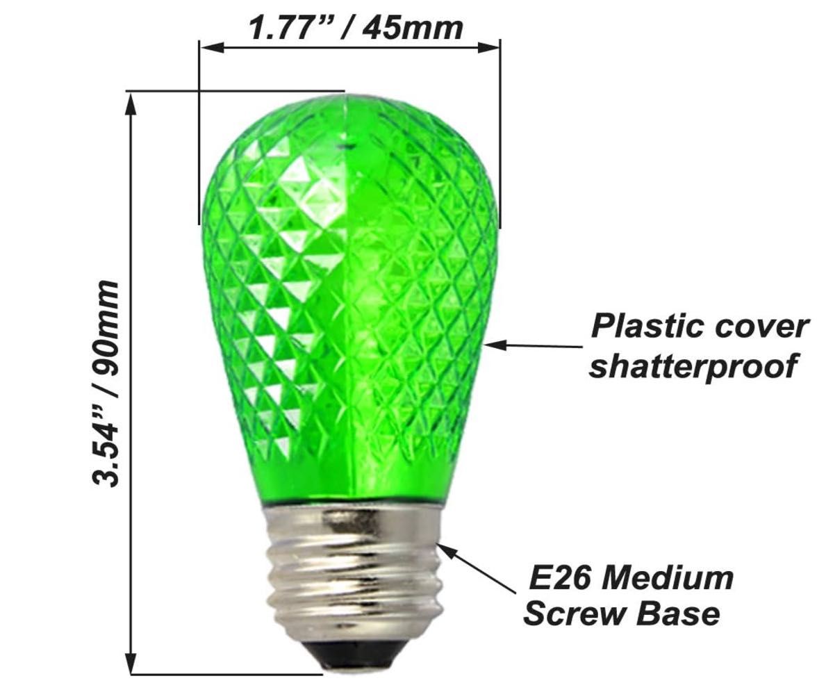 S14 Цветни LED Kрушки, Е26, 15 броя, За Ресторант/Парти/Коледа/Градина