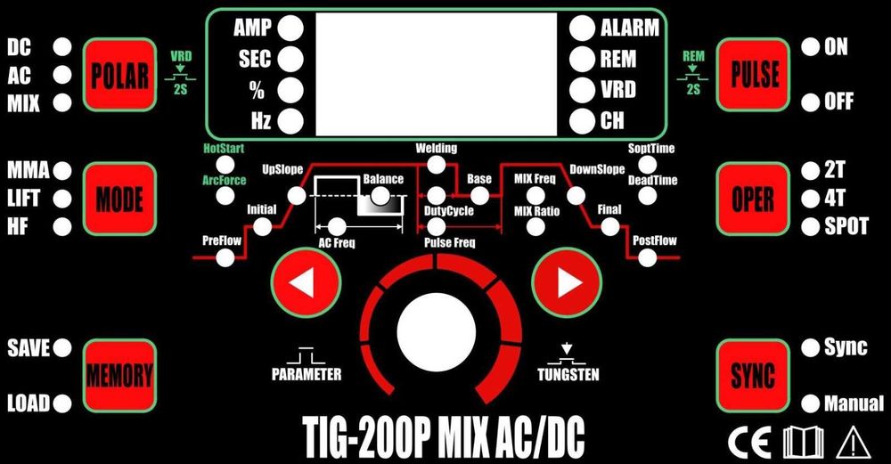 Aparat sudura aluminiu TIG 200P MIX AC DC + tub argon + ceas + wolfram
