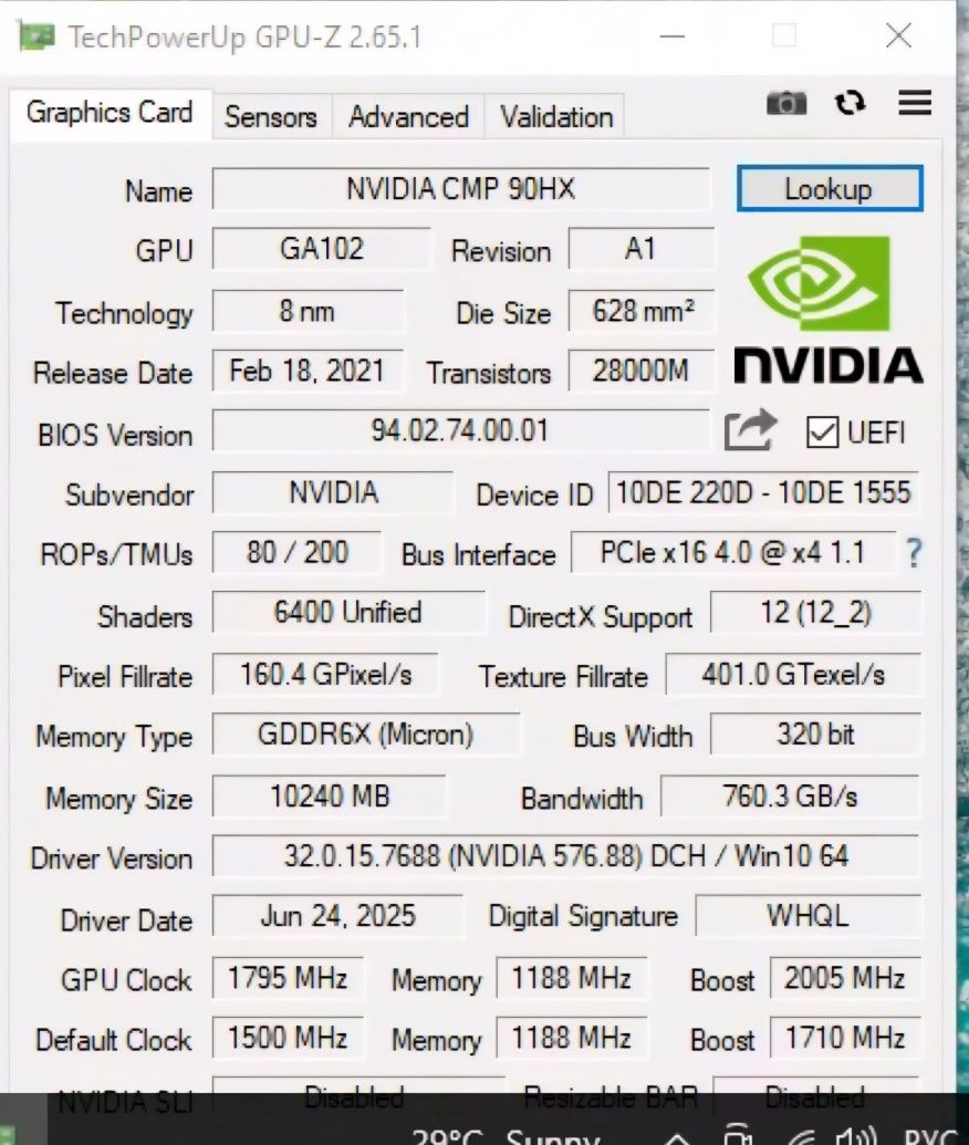 Продам видеокарту CMP 90hx 10gb аналог RTX 3080