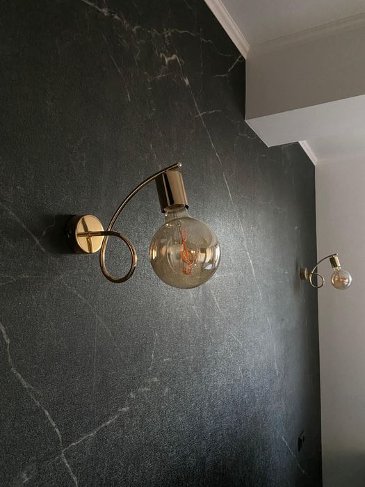 Set dormitor lustra + 2 aplici aurii cu becuri lexman incluse