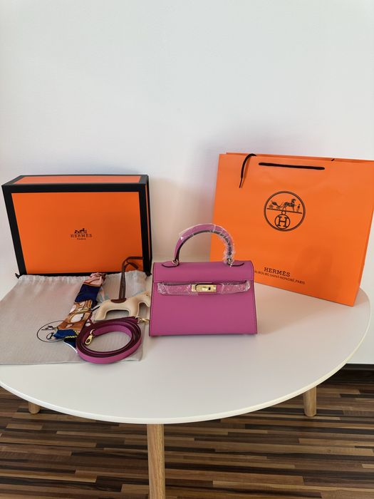 Geanta Hermes Kelly 19cm Fuchsia