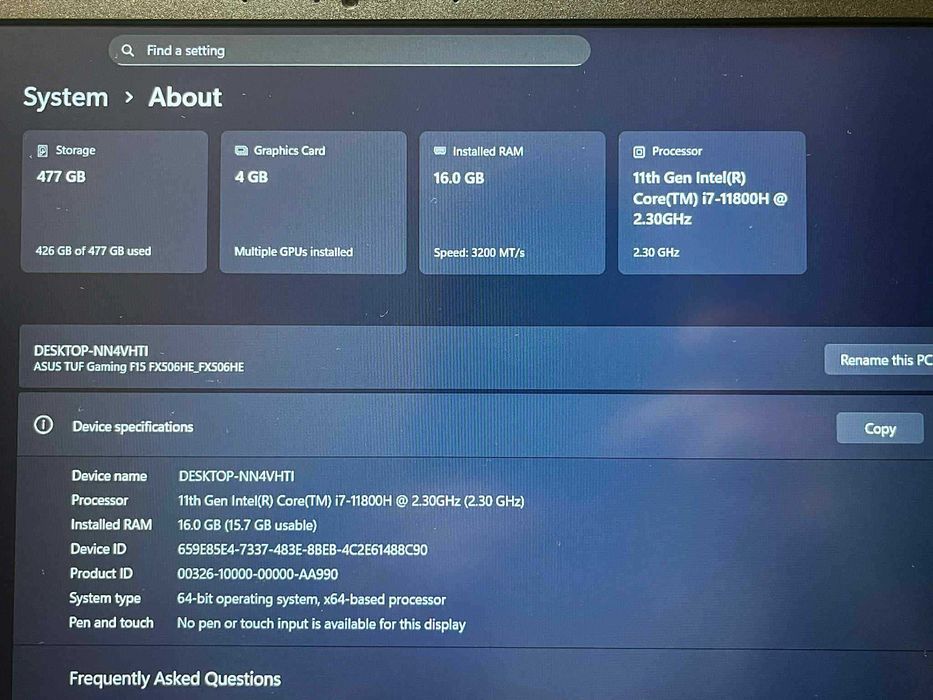 Laptop Asus TUF F15