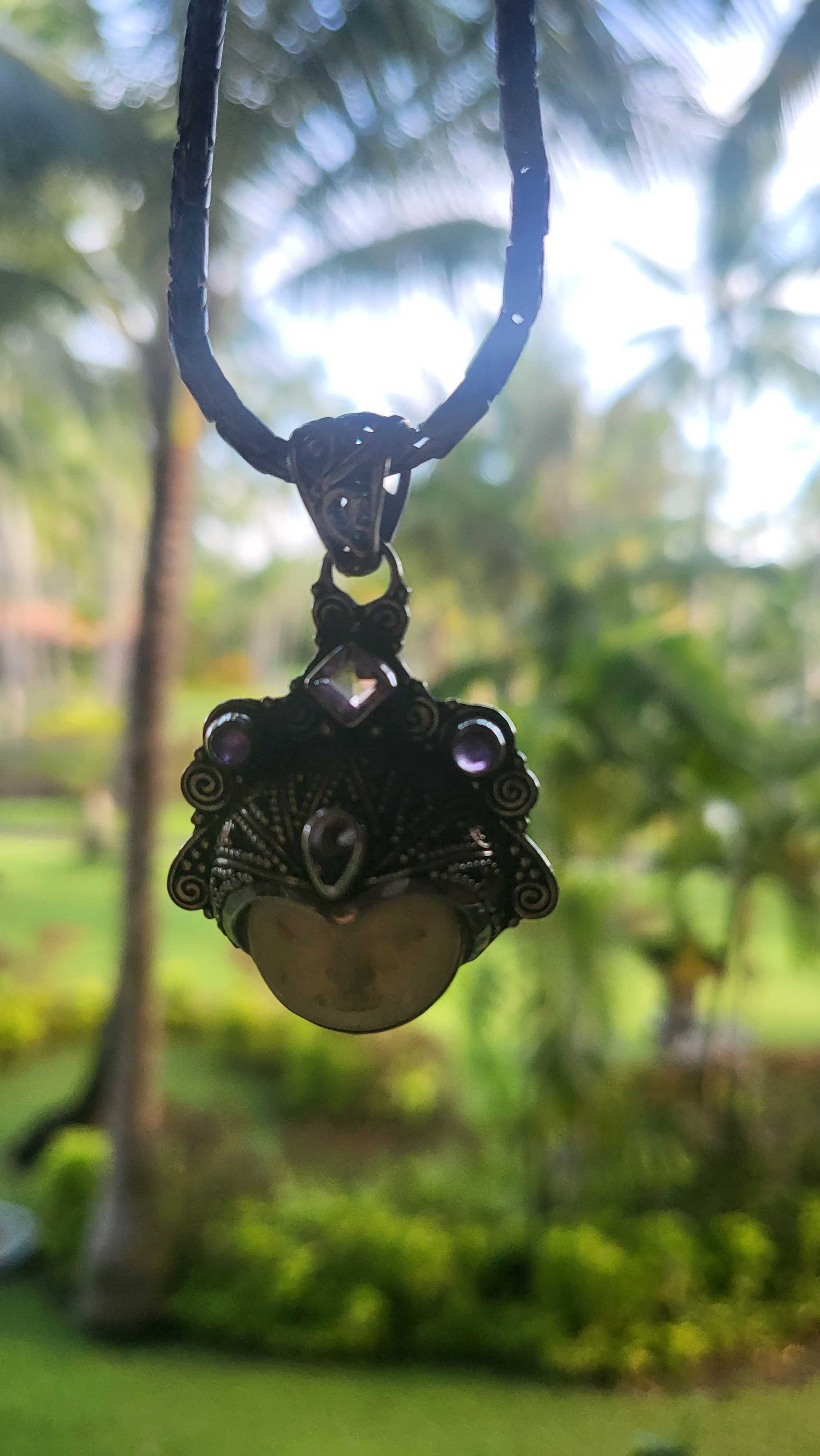 Балийски/Индонезийски сребърни бижута ,от етеств.камъни,златни обеци