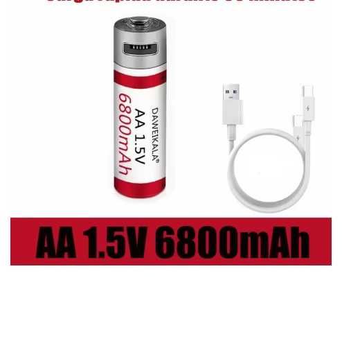 Презареждаема  Батерия АА 1,5V lithium 6800 mAh зареждане USB C
