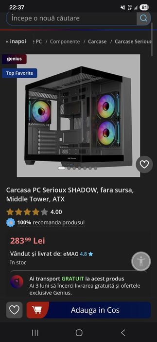 Carcasa Acvariu Gaming Serioux